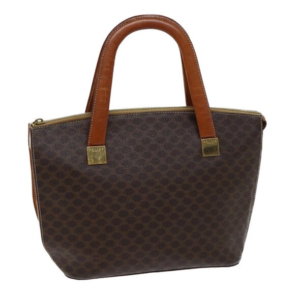 CELINE Macadam Canvas Hand Bag PVC Brown Auth - Picture 1 of 16